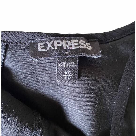 Express Womens XS Black Spaghetti Strap Sheer/Lined Short Dress Flowy Beaded - Picture 4 of 7